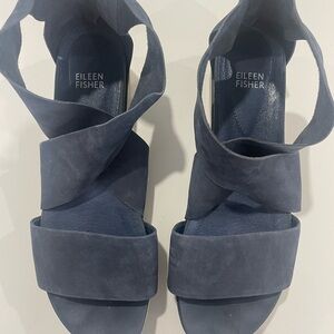 Eileen Fisher Women's Denim Blue Suede Sandals